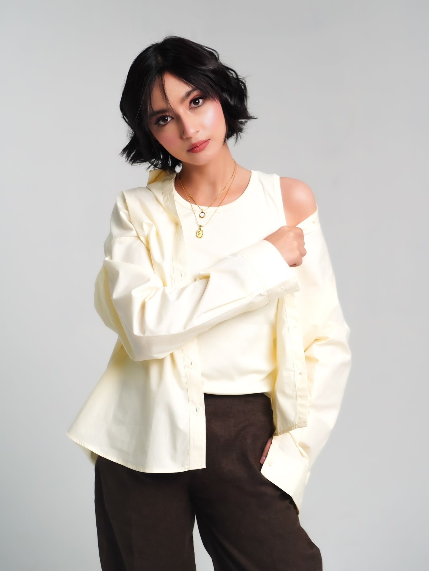 Ivory Ground Tailored Shirt