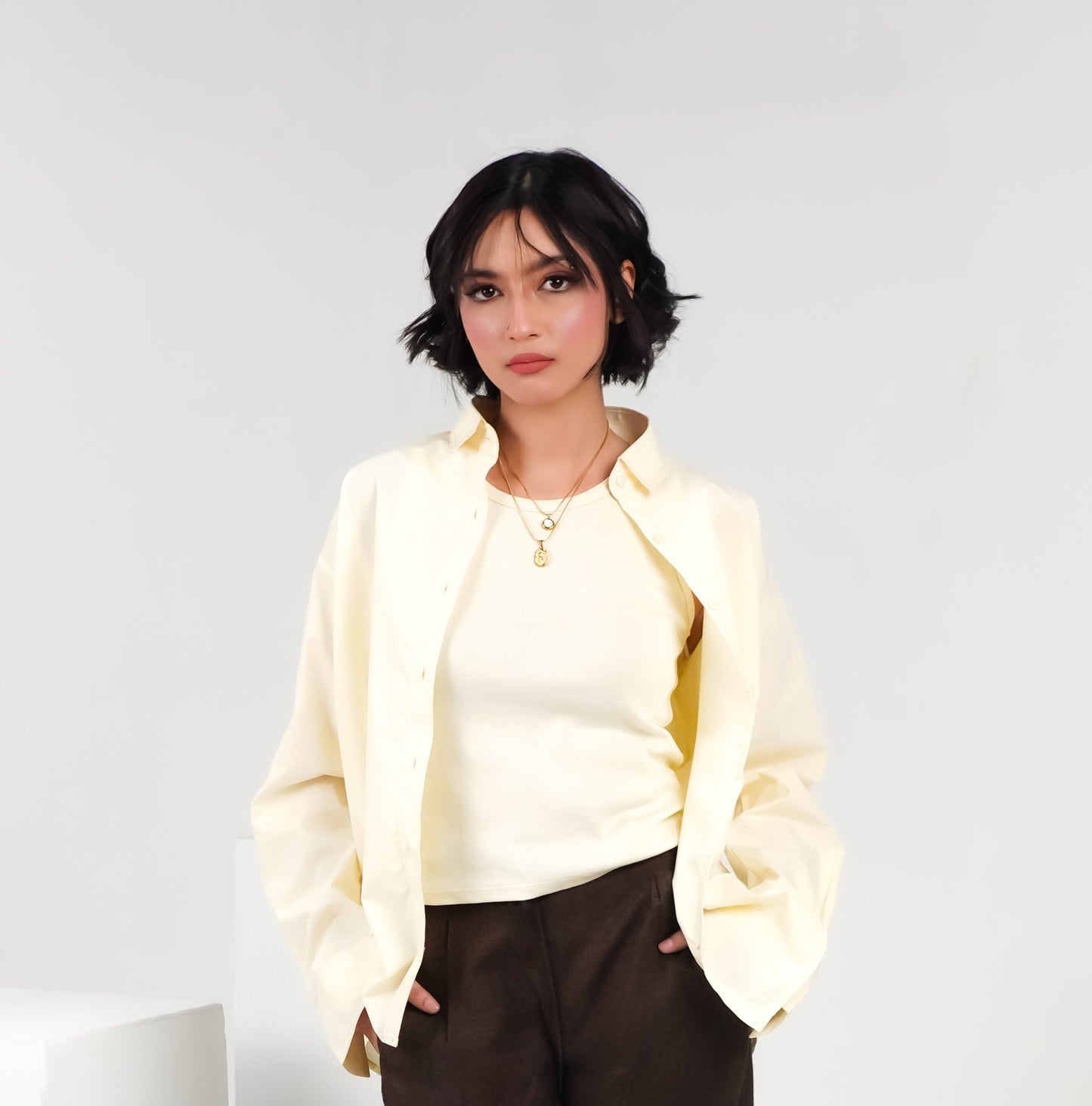 Ivory Ground Tailored Shirt